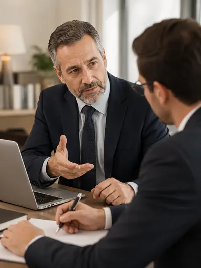 Law firm team meeting with clients