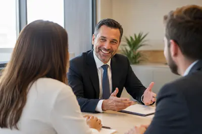 Law firm team meeting with clients