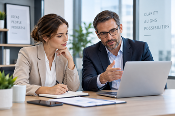 Consultant clarifying project scope with a client