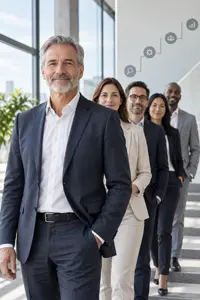 Professional team representing a structured sequence of responsibility